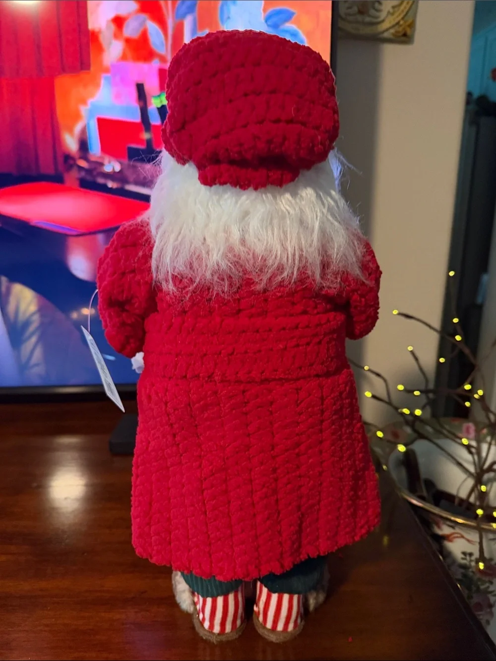Red bathrobe Santa with furry slippers bath wash cloth cap pajamas new with tag
